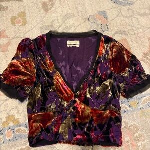 Urban Outfitters Floral Velvet Crop Top